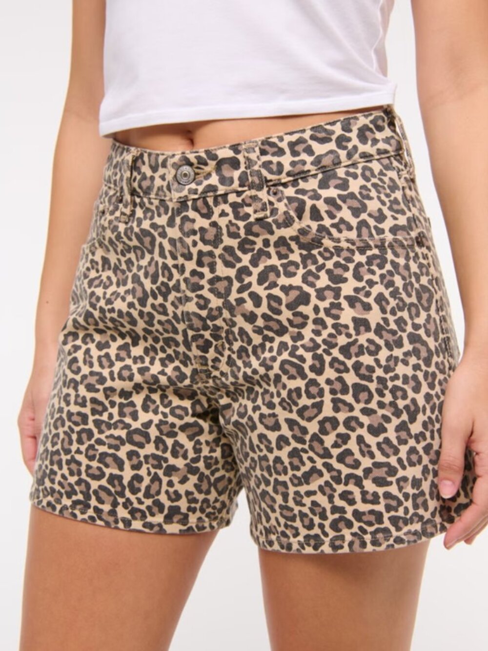 Abercrombie High Rise Dad Short - Leopard
